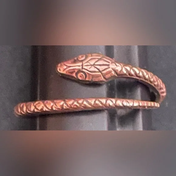 Very detailed solid copper snake ring and snake pattern earrings - Picture 5 of 11